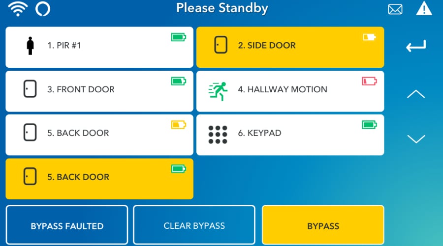 Rochester security system command screen.